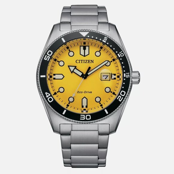 Citizen Men's Yellow Face Professional 43mm Silver Watch - Picture 1 of 4